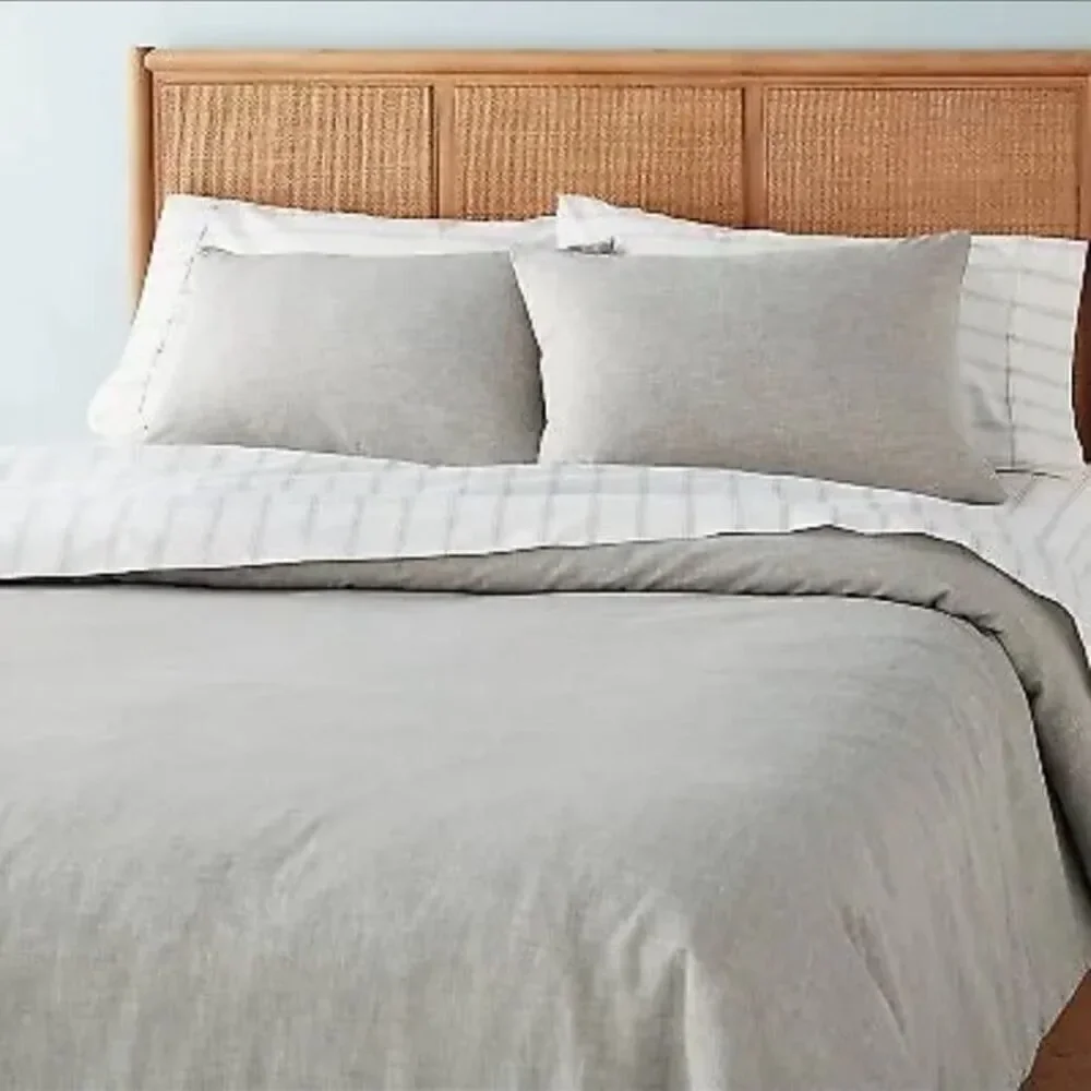 Hearth & Hand Linen Blend Jet Grey Bed Duvet Cover Set